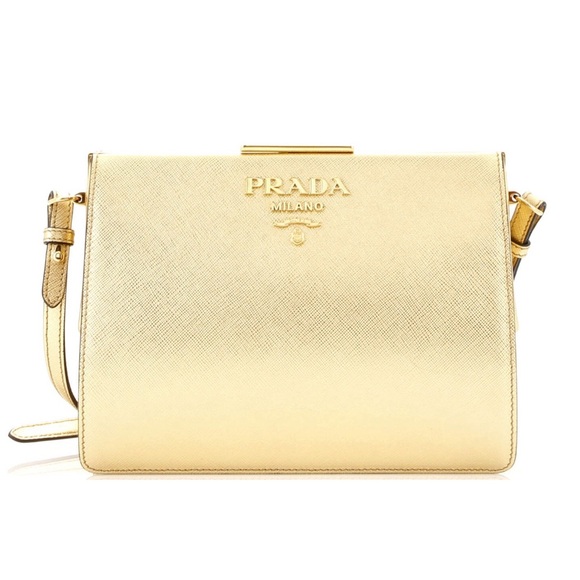 Prada Handbags - Prada Gold Crossbody Bag with Metallic Finish